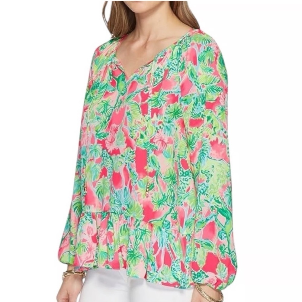 Lilly Pulitzer Pink and Green Floral Top